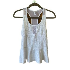 American Eagle Peplum Mesh Floral Workout Top